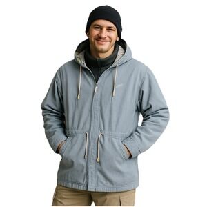 Vintage Speedo Hooded Parka Jacket‎ M Gorpcore 90s USA Chambray Coastal Striped